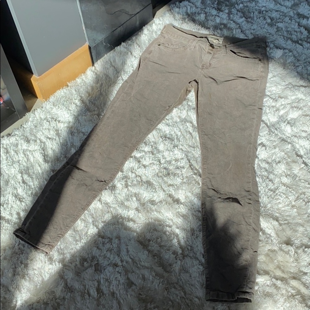 Current/Elliott gray corduroy cropped skinny jeans